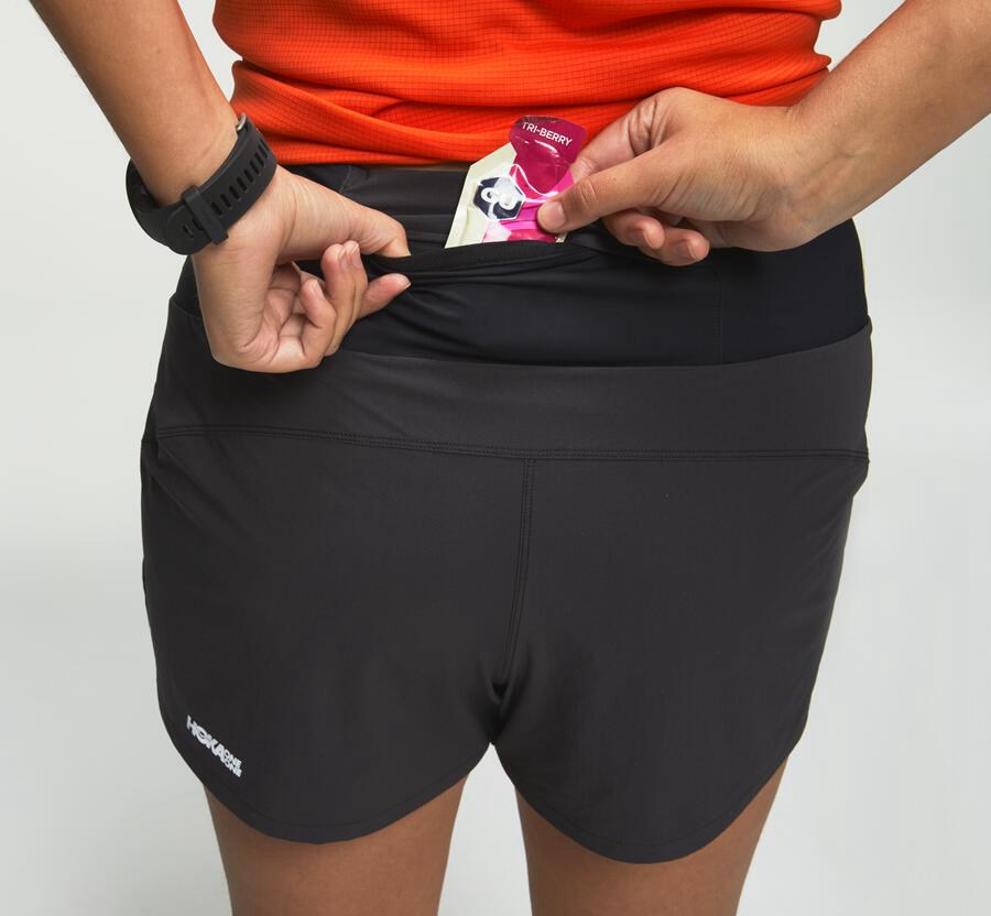 Hoka One One Womens Shorts - Performance - Black - UWKT81076